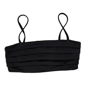 Zara Women's Size Small Black Pleated Zip Up Crop Top Minimal